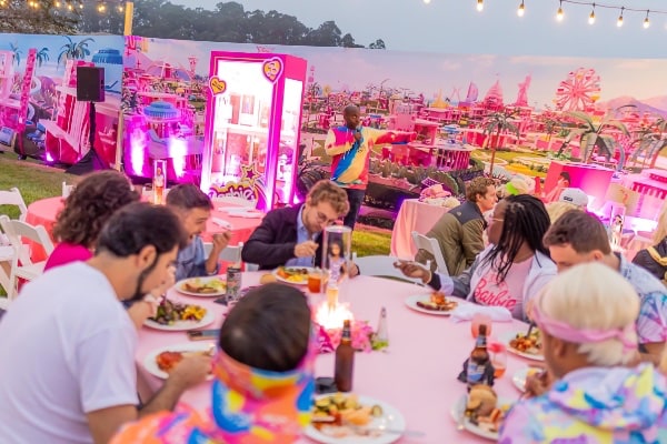 Group of people eating around a table