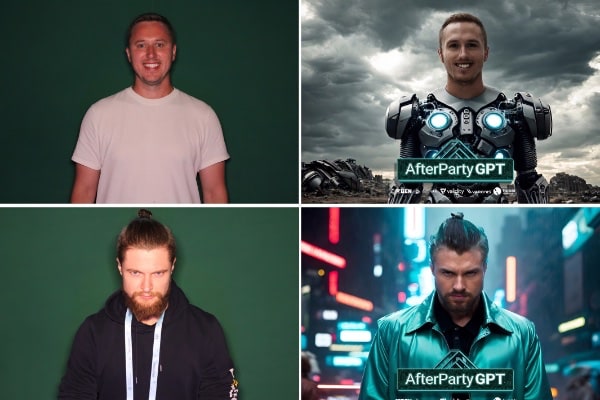 before and after photos from a  AI photo booth