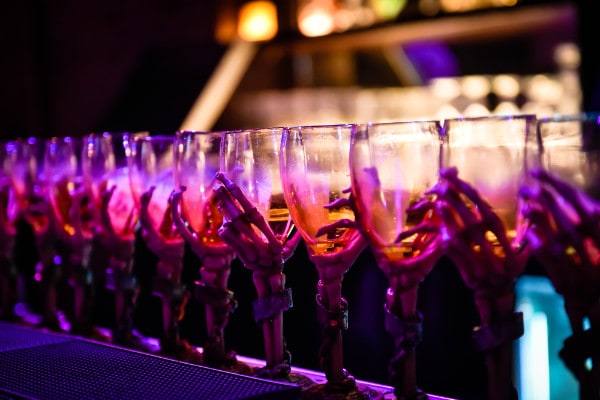 Row of cocktail glasses